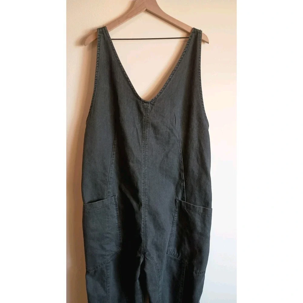 NWT Free People We The Free High Roller Overalls Mineral Black XXL Cotton